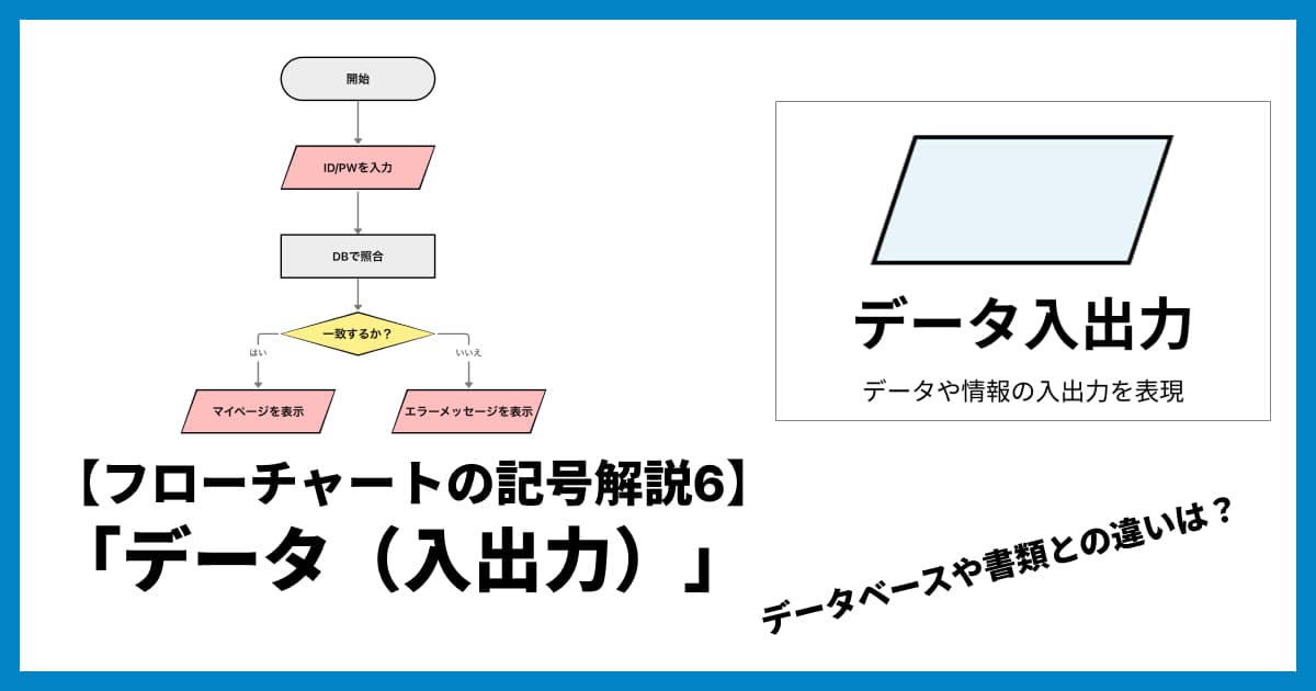 【フローチャート記号解説6】「データ(入出力)」記号の意味と正しい使い方|平行四辺形はいつ使う?